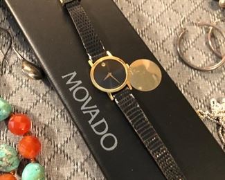 Movado ladies watch, gold face 