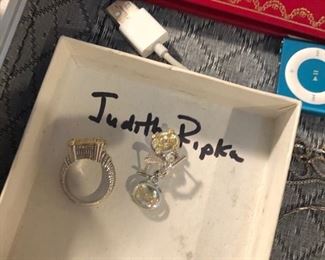 Judith Ripka 18k & sterling ring & earrings 