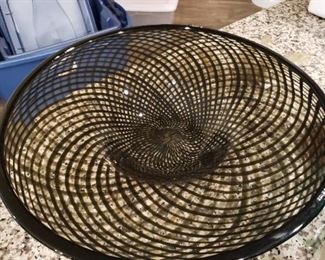 Black Lattice Glass Bowl