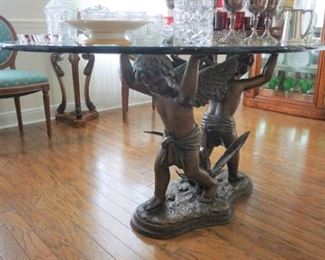 Cast Bronze Base Glass top table