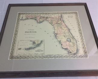 Colton's Florida 1859 Reprint, 26" x 22 1/2".