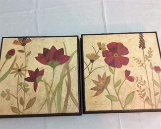 Red Flower Prints, 12" x 12".