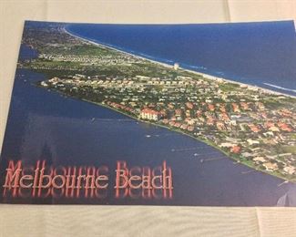 Melbourne Beach Aerial Photograph Laminated, 17" x 11".