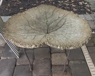 Leaf shaped concrete outdoor table