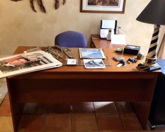 L shaped wooden office desk