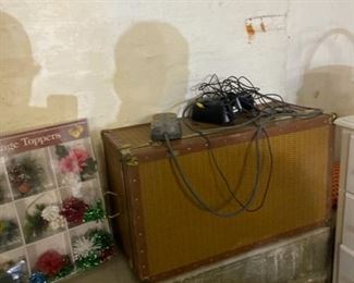 metal trunk and christmas deco