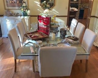 Large glass top table