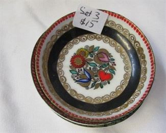 Set of 3 Chinese cloisonne small trays/bowls $15.00 set of 3
