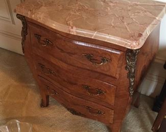 End table with marble top.
