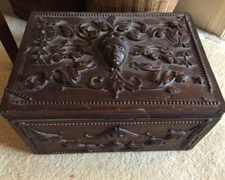 Carved wooden box.