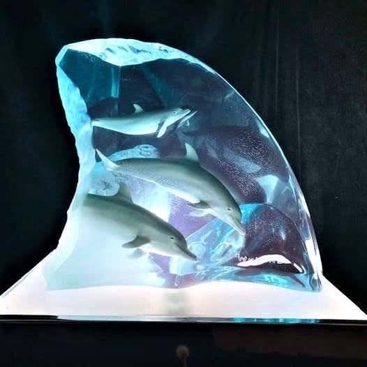 This Sculpture was purchased at a Wyland Art Gallery in Florida. This is #1020 of 2000 Sold Out edition. It Measures approx. 14” (width) x 8” (depth) x 13” (height), 20 lbs. (weight). Wyland states the original value of this piece is $12,000.
