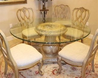 Glass dining table set with 6 chairs.