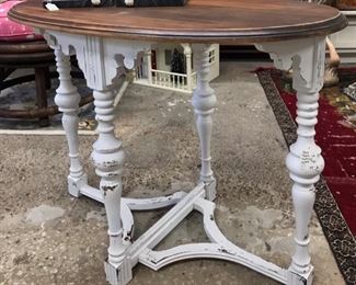 Beautiful shabby table with refinished wood top. $69. 
