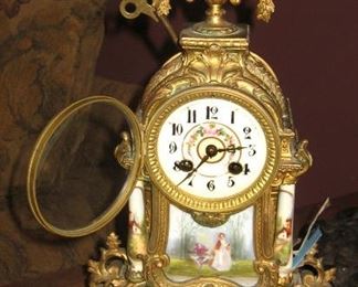Shelf Clock, Bronze Gilt Figural