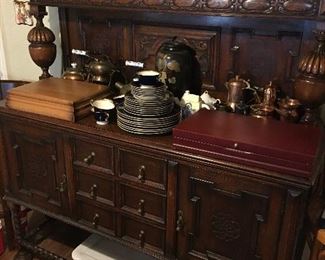 Vintage buffet, teapot collection, Syracuse China