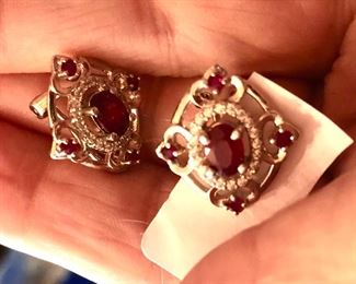 Genuine RUBY CZ And STERLING EARRINGS