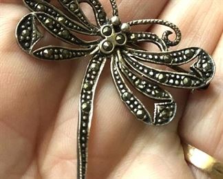 Sterling marcasite dragonfly