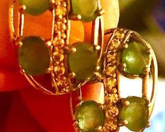 Emerald sterling earrings 