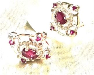Ruby CZ sterling earrings