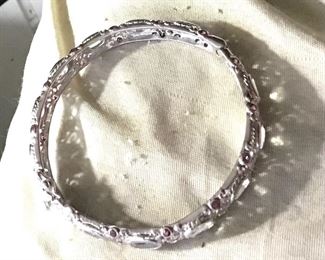 Sterling aquamarine bangle bracelet. Beautiful filigree workmanshio