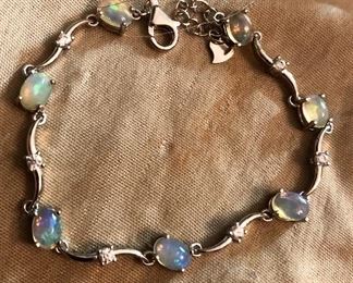 Opal CZ and sterling bracelet