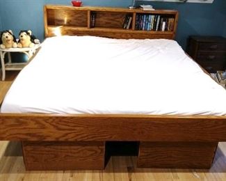 Great king  platform bed with GREAT dense foam mattress. Great storage in drawers under the bed! 