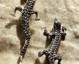 Vintage sterling lizards—NOT a set but don’t they look good together?