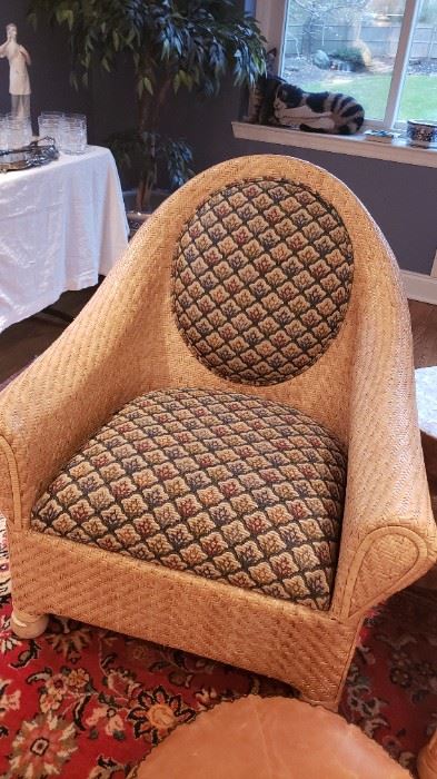 Rattan Armchair fabric cushion