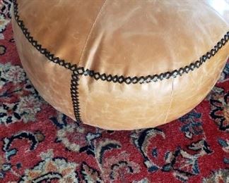 Leather poof ottoman
