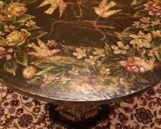 30" wood round hand painted table