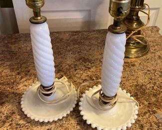 Vintage White candlestick lamps
