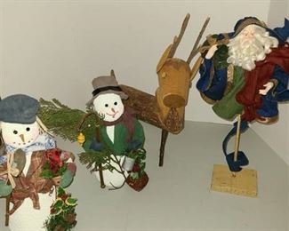 Wooden snowman Reindeer and santa