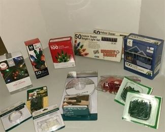 Assorted Christmas lights and accessories