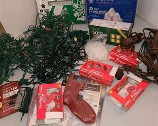 Assorted Christmas lights and accessories