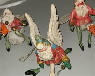 Wooden santa on geese