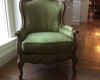 French chair in green silk from Lloyds