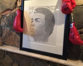 Muhammad Ali autographed drawing