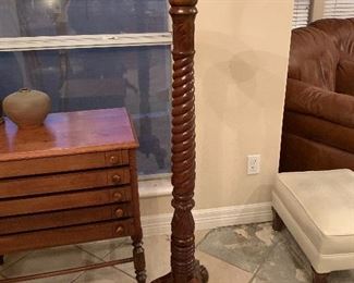 $145 MAHOGANY SPIRAL CARVED PLANT STAND