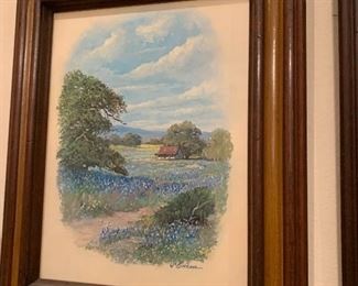 $225 W. BLACKMAN OF SAN ANTONIO TEXAS  HILL COUNTRY SCENE WITH BARN AND STONEWALL  ORIGINAL OWNER 21X17.5"