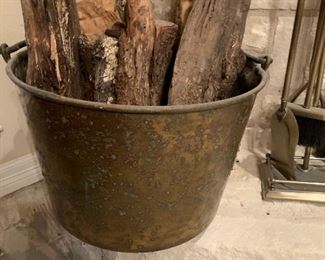 $175~PRIMITIVE HAND HAMMERED COPPER APPLE BUTTER KETTLE CAULDRON BUCKET/ PAIL