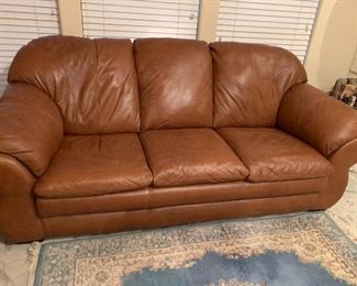 $550-  DARK CARAMEL LEATHER 7' SOFA