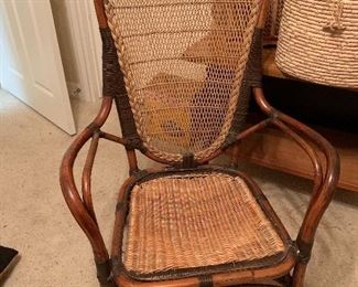 $145~  RATTAN AND CANE SIDE CHAIR