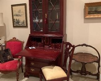 $325 As is / OBO - Exquisitely hand carved solid mahogany drop front secretary from Indonesia