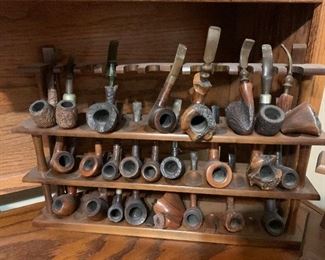 $425- VARIETY OF 31 PIPES-WITH STANDS