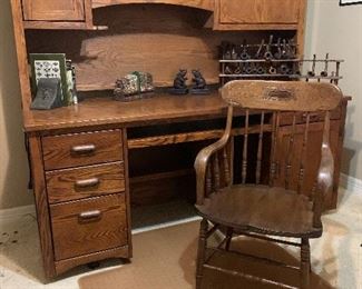 $375 MISSIONARY OAK DESK 70X74X28                                       $150CAPTAIN'S CHAIR