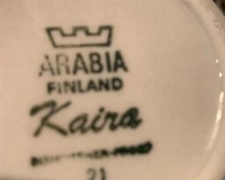$650 ARABIA FINLAND KAIRA HANDCRAFTED AND HANDPAINTED ARTISAN POTTERY SERVICE  