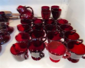 Red Ruby Glass with stickers, by piece $2-5ea or whole lot for $600, oh my!