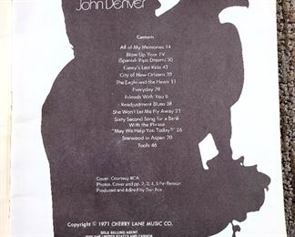 John Denver Aerie sheet music booklet