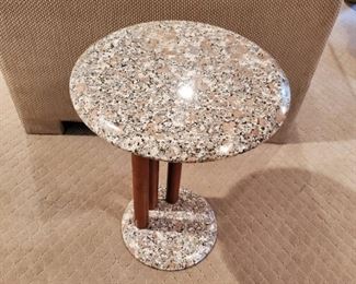 Marble side table - 21" tall x 16" diameter
