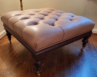 Oversize leather tufted ottoman - 18" tall x 36" square
